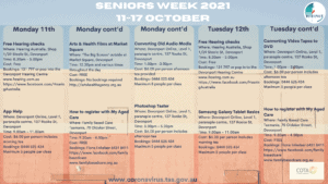 Seniors Week 2021 Calendar Page 1