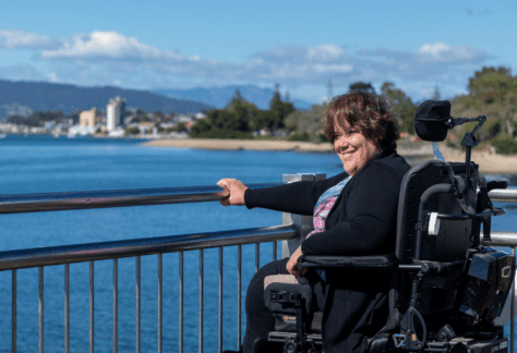 A lady in her wheel chair looking over the water in Devonport. Devonport residents are being encouraged to help make a positive difference in their community by being part of the Devonport City Council’s Access and Inclusion Working Group.