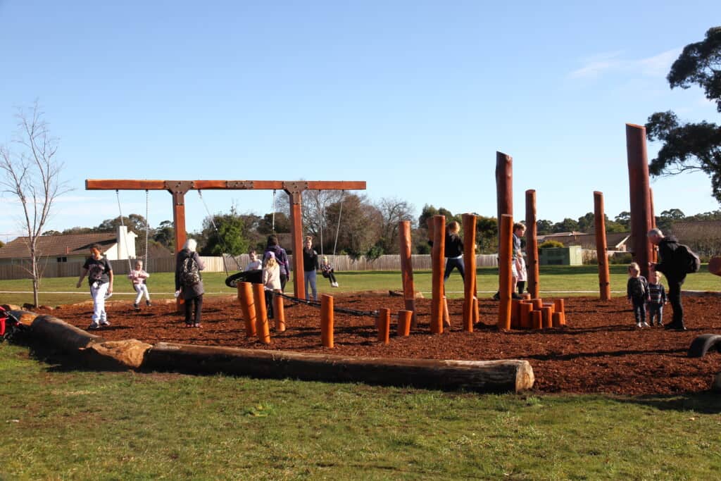 A nature playground with children playing