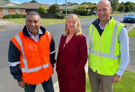 Photo: Devonport Mayor Alison Jarman with Devonport City Council’s Engineering Coordinator Randell Stott (right) and Design Officer Sanjit Biswas along Tugrah Road, which will see a safety improvement project start this year. Below Project map.