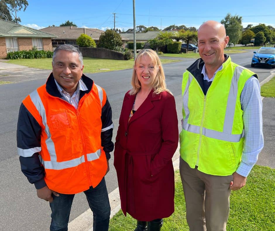 Photo: Devonport Mayor Alison Jarman with Devonport City Council’s Engineering Coordinator Randell Stott (right) and Design Officer Sanjit Biswas along Tugrah Road, which will see a safety improvement project start this year. Below Project map.