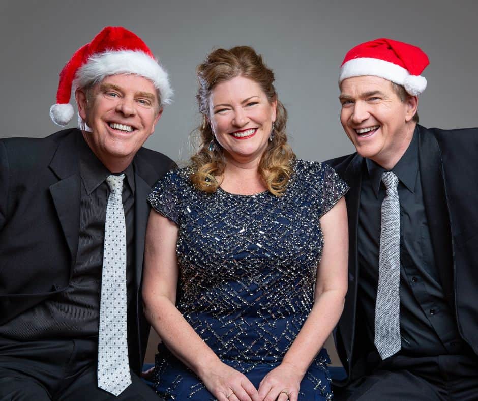 Stars of The Spirit of Christmas Show (from left) Chris McKenna, Allison Jones and Roy Best will perform in Devonport on Tuesday, 6 December 2022 at the paranaple arts centre in Devonport.