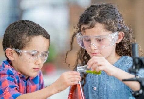 Children doing an experiment